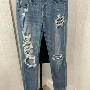 Vintage American Eagle Outfitters Blue Distressed Straight Leg Jeans